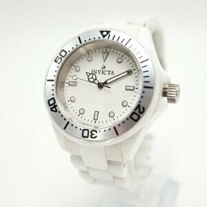 Invicta White Ceramic Trinite Swiss Diver 41mm Watch 6" Bracelet w New Battery